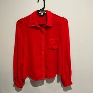 FOREVER 21 sheer red button up blouse